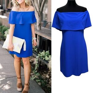 Charles Henry Cobalt Blue Dress Off the Shoulder Patriotic Wedding Guest XS
